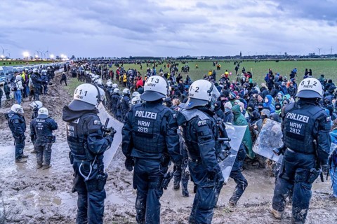 Violent clashes between thousands of demonstrators and the police, after a demonstration against