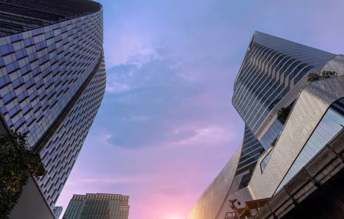 Thailand, Bangkok downtown business and financial district skyline