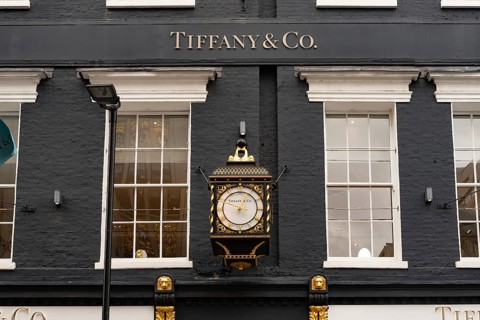 London, United Kingdom. August 2nd 2023 Tiffany and Co. Luxury Brand Store Front. Shopping in Old