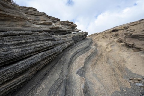 Las Grietas volcano columns, Lanzarote, Canary Islands, Spain