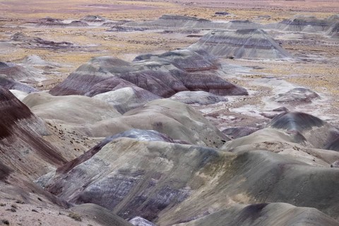 Colorful deposits of the Chinle Formation exposed at Little Painted Desert County Park near