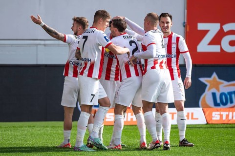 LUBIN, POLAND - FEBRUARY 18, 2024: Football match Polish PKO Ekstraklasa between KGHM Zaglebie
