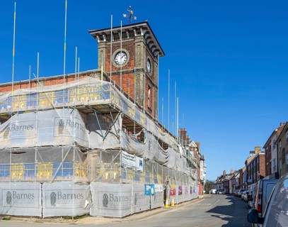 Restoration of historic Town Hall building, High Street, Lowestoft, Suffolk, England, UK originally