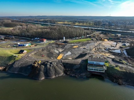 Haltern-Marl, North Rhine-Westphalia, Germany - Lippe, flood protection in the