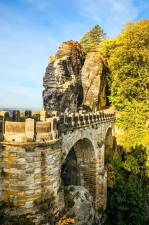 Federal Republic of Germany, Germany, Saxon Switzerland in Saxony, View of the Bastei Bridge at