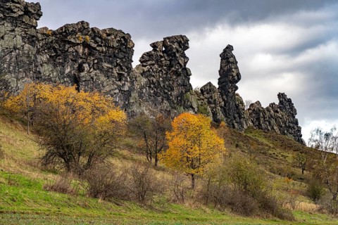 The Devil's Wall rock formation in the Harz district near Thale and Weddersleben, Saxony-Anhalt,