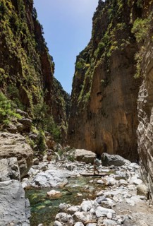 Hiking trail through the Samaria Gorge, south coast, Crete, Greece