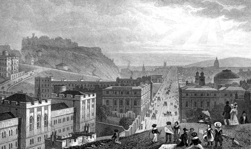 View from the Calton Hill, Edinburgh, Scotland, 19th century, from Modern Athens by Th. H. Shepherd