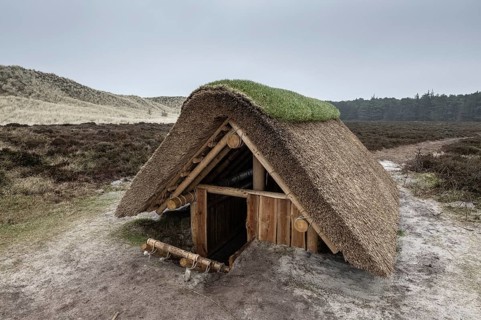 Reconstruction of an Iron Age house in the dunes of Amrum, Schleswig-Holstein, Germany