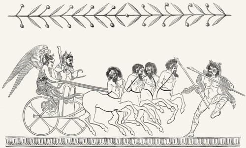 Eine Parodie auf die Apotheose des Herakles, eines göttlichen Helden der griechischen Mythologie