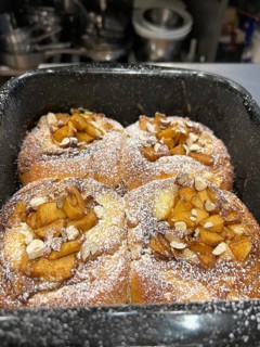 Freshly baked apple cheesecake brioche, Vienna, Austria