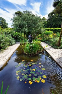 Italian garden, pond, garden Lost Gardens of Heligan, Cornwall, England, Great Britain