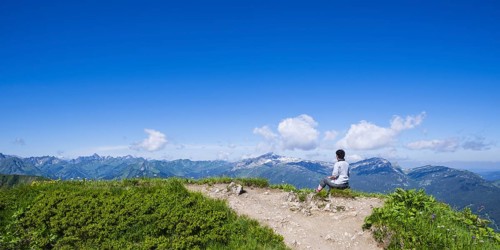 Hiking trail from Fellhorn, 2038m, to Söllereck, Allgäu Alps, Allgäu, Bavaria, Germany, in the