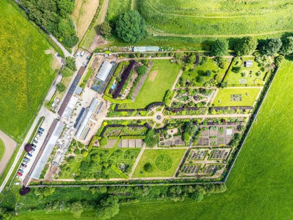 Helmsley Castle from a drone, North York Moors National Park, North Yorkshire, England, United