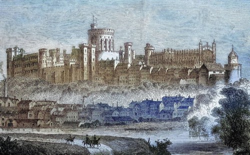 Windsor Castle in 1880, England, coloured wood engraving, reproduction of an original from ca 1888,