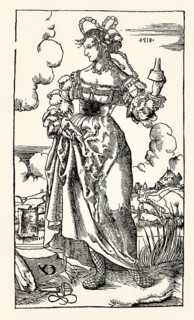 Young woman, series of foolish virgins, 1518, by Niklaus Manuel Deutsch, facsimile of the 19th