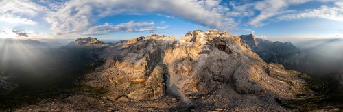 360 degree alpine panorama, aerial view, impressive mountain peaks of the Brenta Mountains, Brenta,