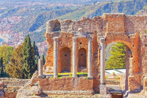 The Greek theatre, Taormina, Sicily, Italy