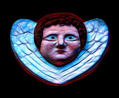 Old angel figure, late Renaissance stone carving, Rinnesches Haus, Kornmarkt, Osterode am Harz,