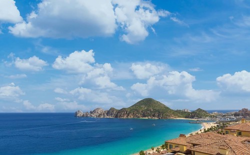 Cabo San Lucas, Mexico, Scenic panoramic aerial view of Los Cabos landmark tourist destination Arch