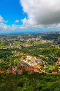 Sintra town, high angle view, Sintra, Portugal