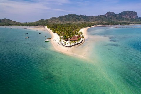The island of Koh Mook in the Andaman Sea seen from the air, Thailand