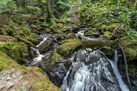 Waterfall in the Ravenna Gorge near Breitnau, Black Forest, Baden-Württemberg, Germany