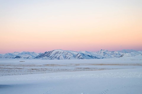 Winter landscape of the Pamir Plateau, Pamir Highway, Alichur, Gorno-Badakhshan Province,