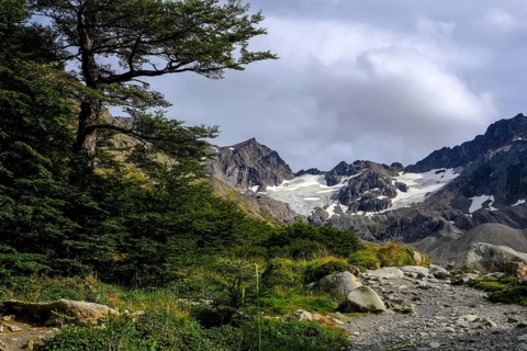 Ushuaia, Tierra del Fuego, Argentina, hiking trail to the Martial glacier on Cerro Martial,