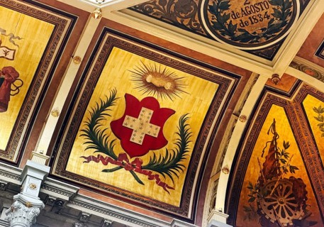 Palácio da Bolsa, neoclassical style stock exchange, ceiling detail, UNESCO World Heritage Site,