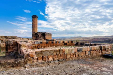 Manuchihr Mosque viewed from the bazaar, Ani Archaeological site, Kars, Turkey