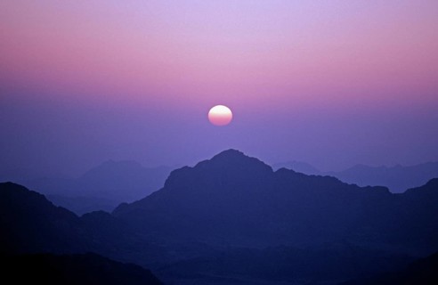 Sunrise, Mount Sinai, Mount Moses, Sinai Peninsula, Egypt, September 1989, vintage, retro, old,