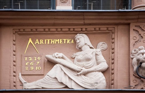 Arithmetic, Arithmetic, figure at the Town Hall of Lemgo, North Rhine-Westphalia, Germany