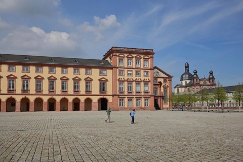 Ehrenhof at Baroque Palace and Jesuit Church, Mannheim, Hesse, Germany