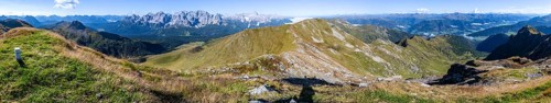 Alpine panorama, Carnic High Trail, view from the Carnic main ridge to the Sesto Dolomites, Carnic
