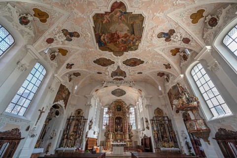 Interior of the parish church of St. John the Baptist, built in 1475 as a Gothic church,