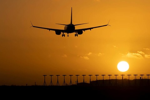 Boeing 737 commercial passenger airliner jet aircraft of Ryanair airways in flight on approach to