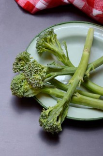Bimi, broccolini, asparagus broccoli on plate