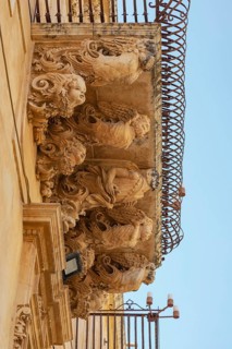 Palazzo Nicolaci di Villadorata balcony, Noto, Noto Valley, Sicily, Italy