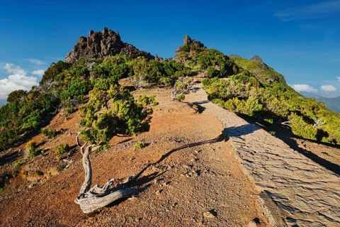 View from hike trail path to Pico Ruivo, Madeira