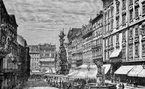 The Graben, old market square, today a shopping and promenade for luxury goods, in the centre the