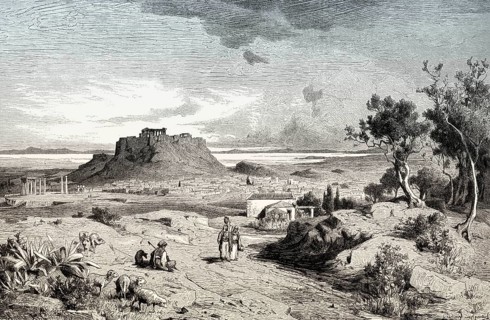 City-scape of Athens, 19th century, Greece