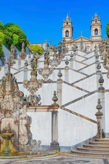 Monumental baroque stairway leading Bom Jesus do Monte church, Braga, Minho Province, Portugal