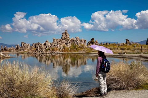 Lee Vining, California - Tufa towers in Mono Lake. The lake has no outlet, which makes it highly
