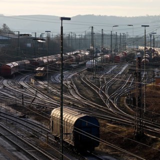 Train formation system with many rails in the Vorhalle district, marshalling yard, freight trains,