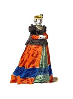 Historical clothing, fashion in the course of time, clothing of a noble lady from Swabia in 1581,