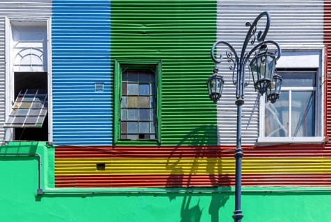 Argentina, colorful buildings of El Caminito, a popular tourist destination in Buenos Aires.