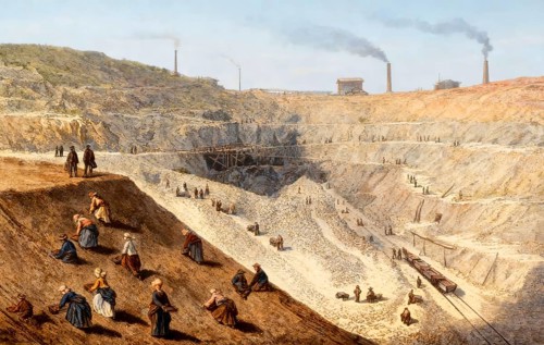 The Szarlej or Scharley Mine, zinc ore calamine mine, 1886, Piekary Slaskie or Deutsch Piekar,