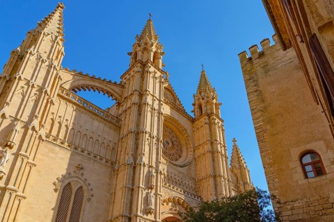 La Seu Cathedral facade, Palma de Mallorca, Mallorca, Balearic Islands, Spain