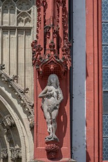Sculpture of Eve at the entrance portal of the Gothic St Mary's Chapel, Würzburg, Lower Franconia,
